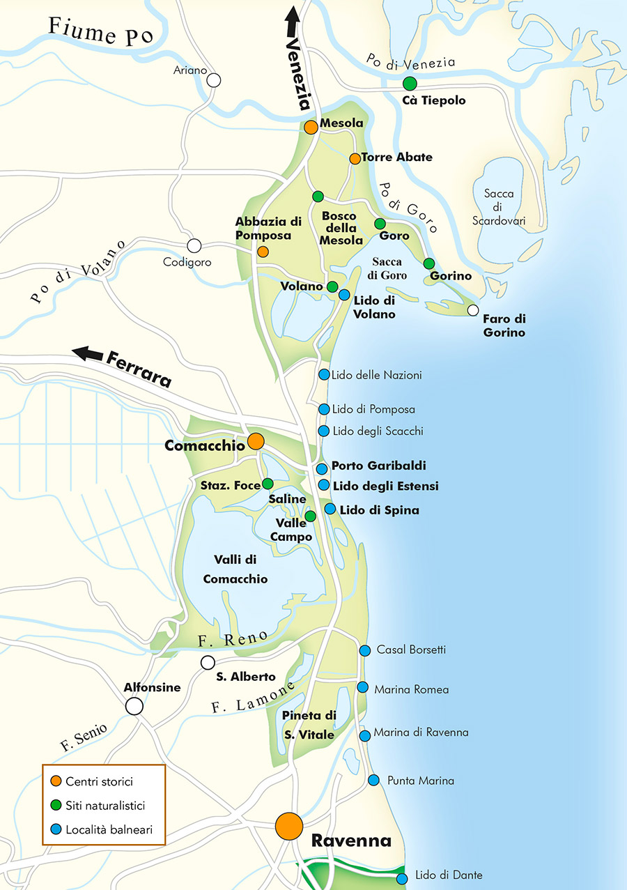 Map Tourism in Po Delta Park Riviera